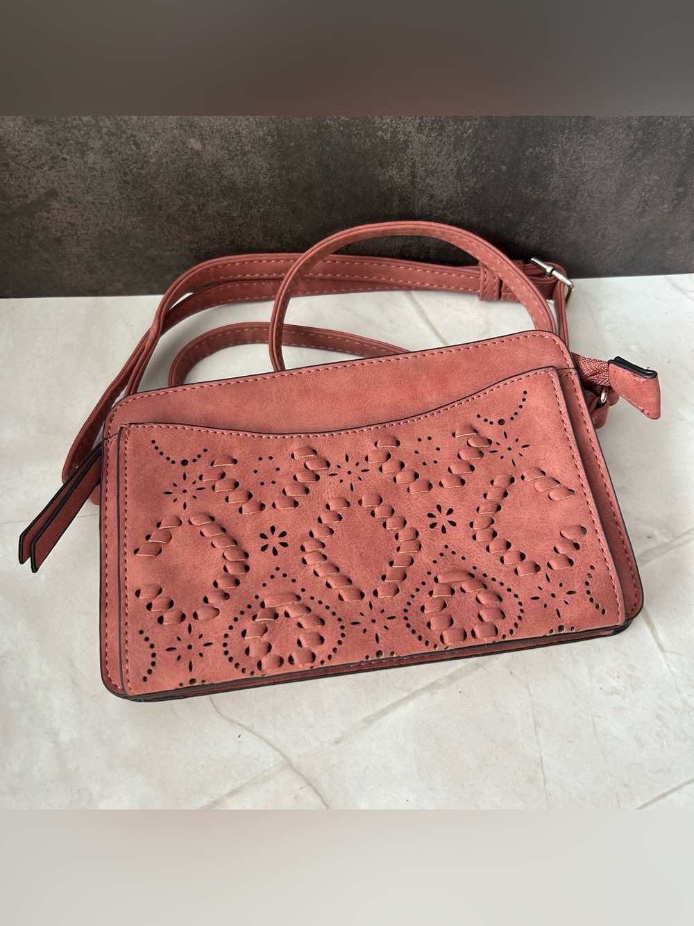 Deep Blush Pink Cutout Crossbody Bag
